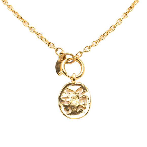 Chanel Jewelry - Pre-Loved Chanel Gold Plated Cut Out Logo Pendant Necklace